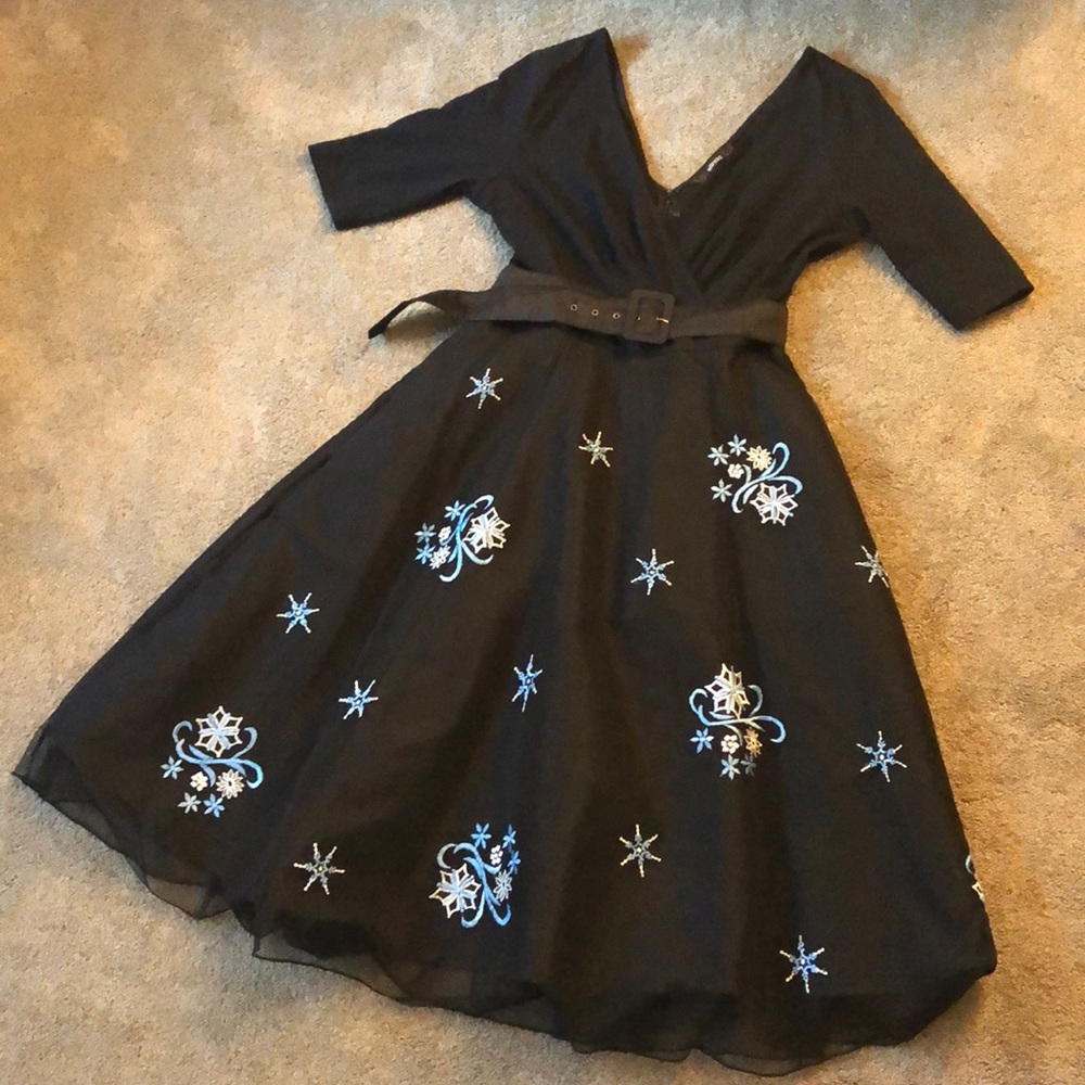 Black Christmas Snowflake Party Dress